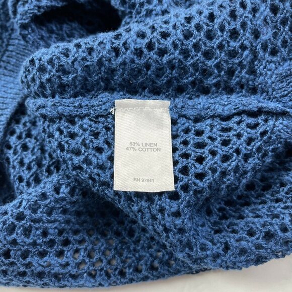 J Jill Blue Linen Cotton Mesh Top Oversized Women’s XS coastal beach cover up - Picture 8 of 11